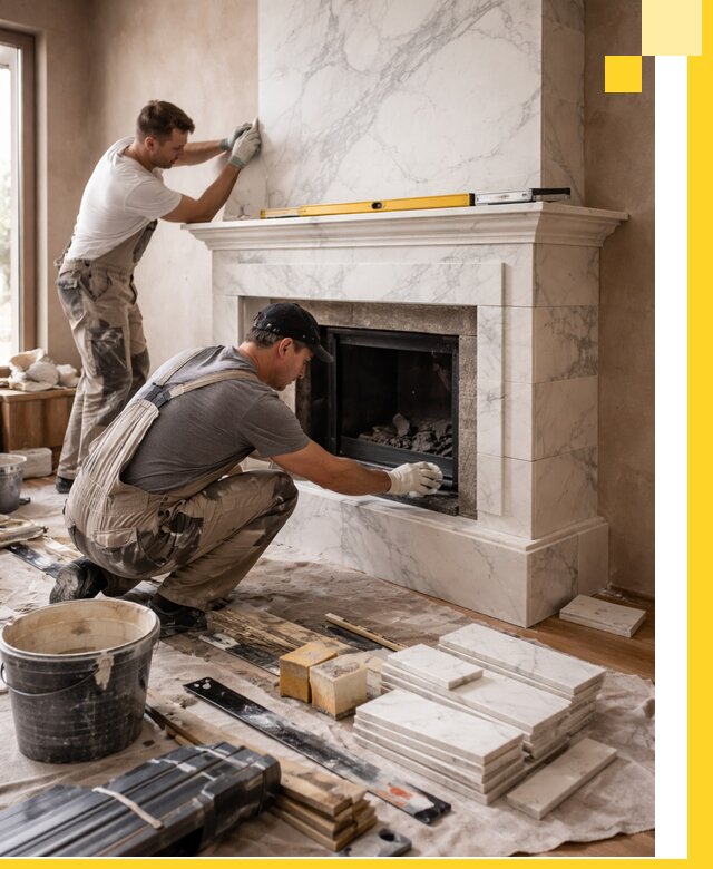 Отделка каминов в Шебекине качественные облицовочные работы