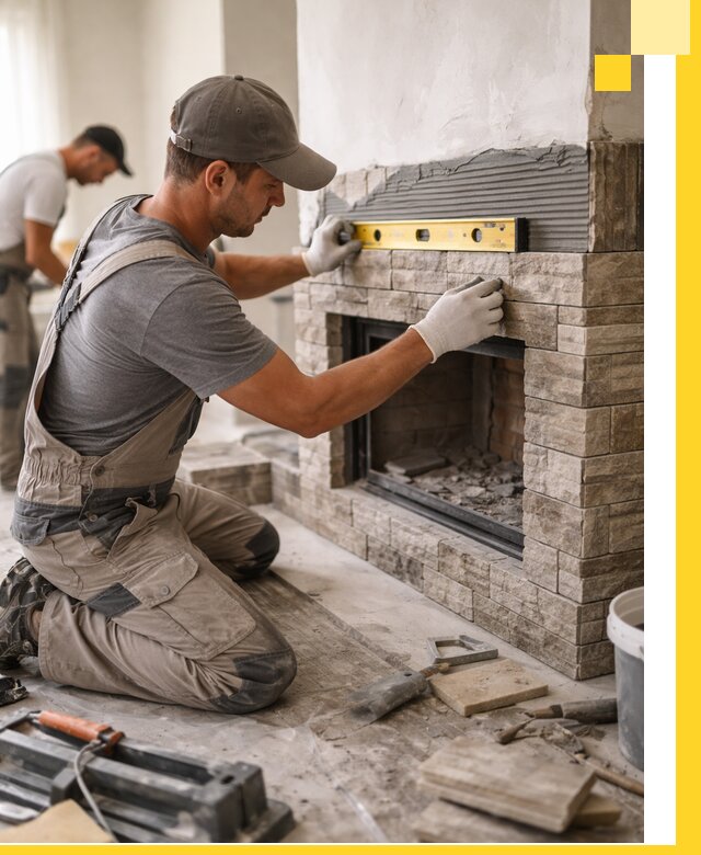 Облицовка каминов в Шебекине, монтаж и отделка натуральным камнем