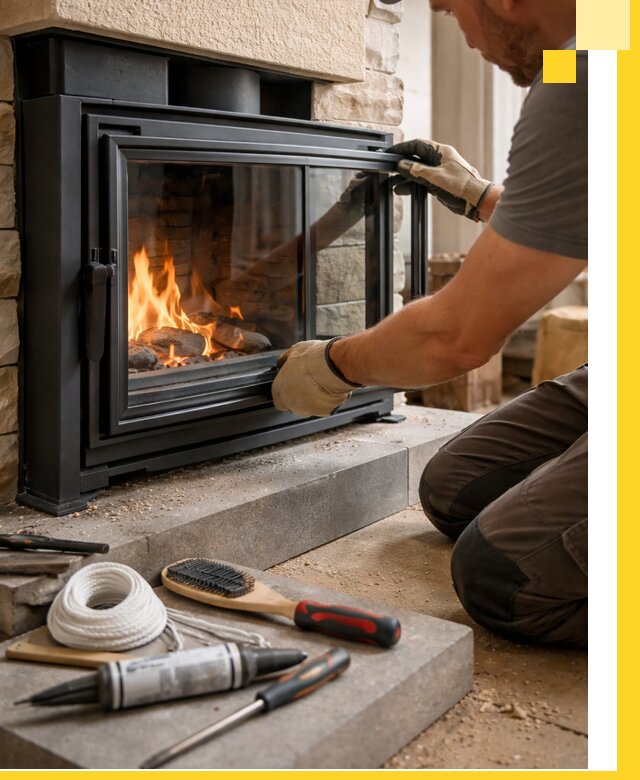 Производство, монтаж и доставка каминов со стеклом в Шебекине