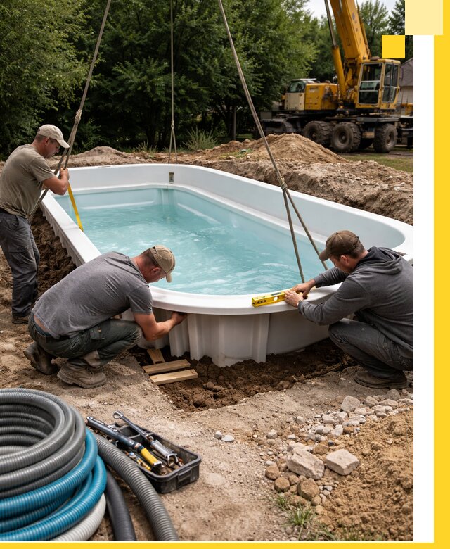 Установка и монтаж композитных бассейнов под ключ в Шебекине