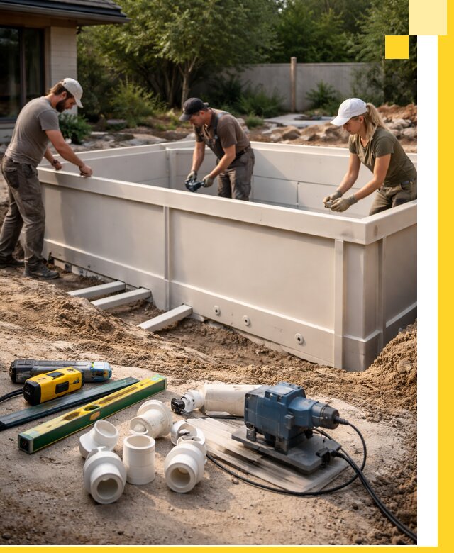 Установка полипропиленовых бассейнов под ключ в Шебекине