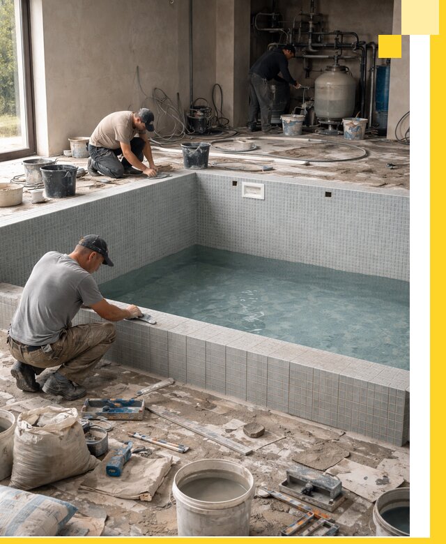 Строительство и монтаж бассейнов в помещении в Шебекине