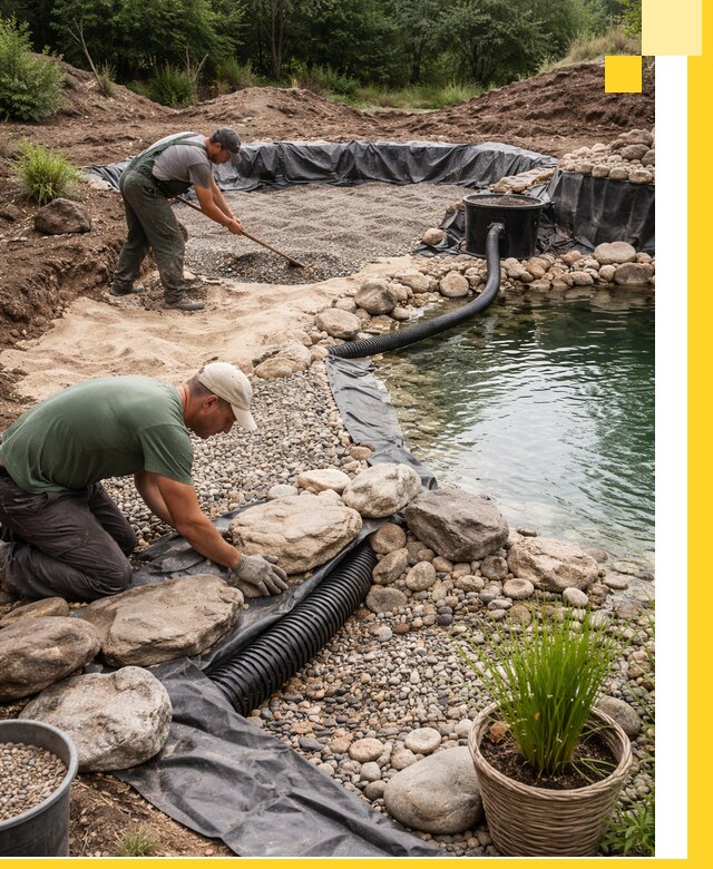 Строительство природных бассейнов и озер в Шебекине под ключ