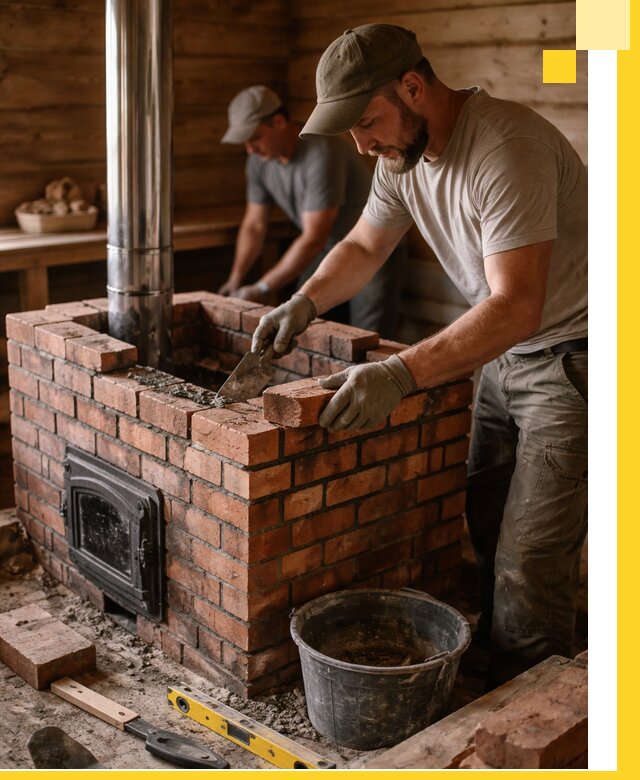 Кирпичные печи для бани под ключ в Шебекине, проект и монтаж