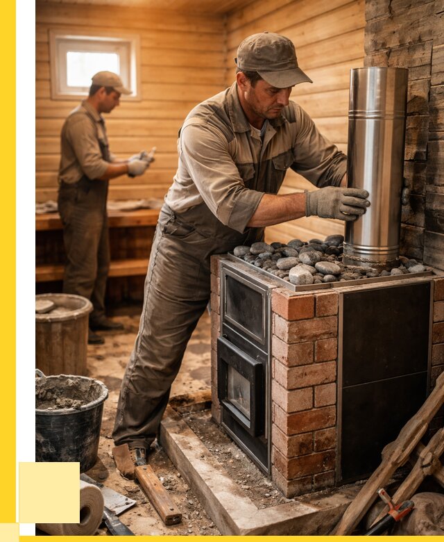 Монтаж печи в бане под ключ в Шебекине от 20362 р. | ЭриданШбк