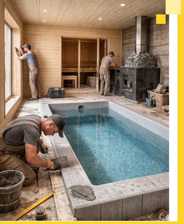 Проект бани с бассейном и сауной в Шебекине под ключ