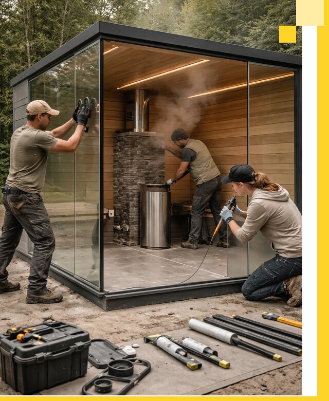 Проектирование и строительство стеклянных бань в Шебекине