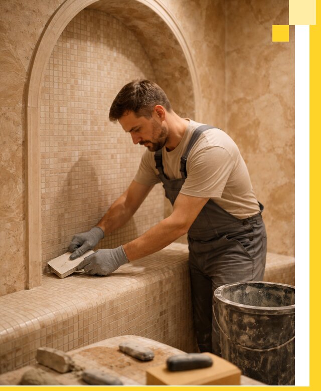 Профессиональная отделка хамамов с мозаикой под ключ в Шебекине