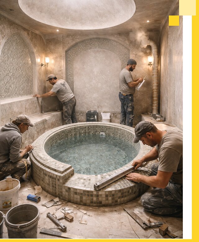 Профессиональное строительство хамама с бассейном в Шебекине под ключ