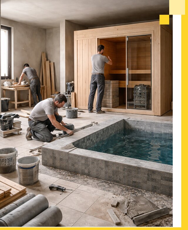 SPA зоны под ключ с бассейном сауной и печью в Шебекине